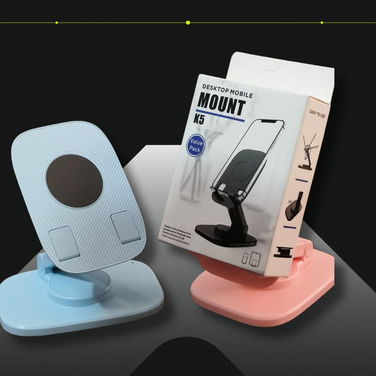 Utible Mobile Mount K5 Desktop Mobile Stand – Black USB Docking Station for Charging & Connectivity | Multi-Device Compatible, Sturdy & Portable Design