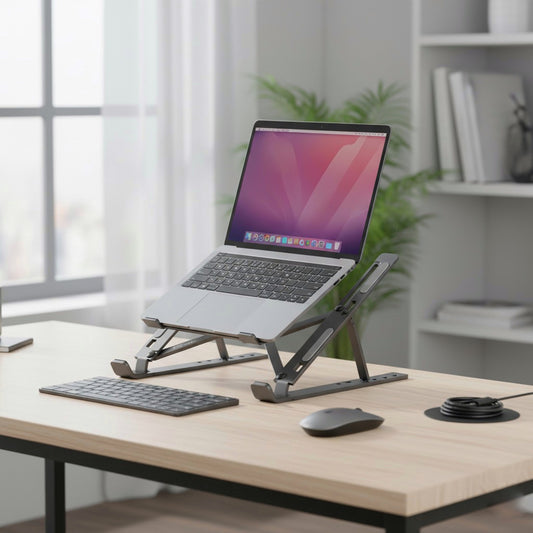 FlexMate X Foldable Adjustable Metal Laptop & Mobile Stand – Universal Fit for All Devices
