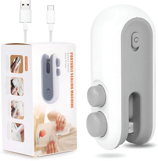 Portable Mini Sealing Machine For Plastic Bags_Essential Kitchen Gadget For Travelling Food Packet, Chips, Snacks_2 in 1 Sealer With Cutter And Magnet_Type-C Rechargable Unique Gadget