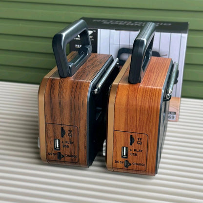 MZ S669 Retro Radio Speaker | AM/FM/SW 3 Band | Classic Clock + USB/TF/Rechargeable