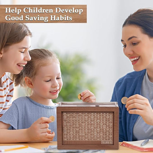 Money Saving Box for Adult 100000 -Money Box, Money Saving Box,1 Lakh Money Saving Box,Money Collecting Box Adult Kids, Small Amount Big Storage 100000 Savings Wooden Money Box,Challenge Box