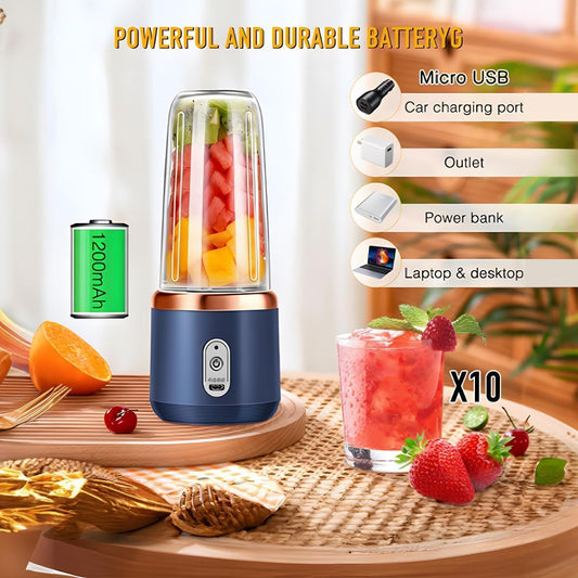 PORTABLE JUICER BLENDER for Smoothies and Juices, USB Rechargeable Mini Bottle Mixer Shake Maker Machine with 1800Mah Rechargeable Battery, 400 ML Jar