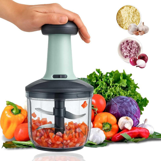 KEVIN Chopper for Kitchen Use 650ml,5 Blade Steel Large Manual Hand-Press Vegetable Chopper Mixer Cutter Push Chopper to Cut Onion, Salad, Tomato, Potato (Indian,Heavy QUALTY) (650 ML)