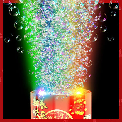 Kids Electric Bubble Machine with LED Lights and Music Automatic Firework Bubble Toy (80ml Solution Included) Portable for Indoor and Outdoor Birthday Parties, Weddings, Camping